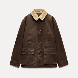 Zara Dark Brown Oversized Barn Jacket, Size XS